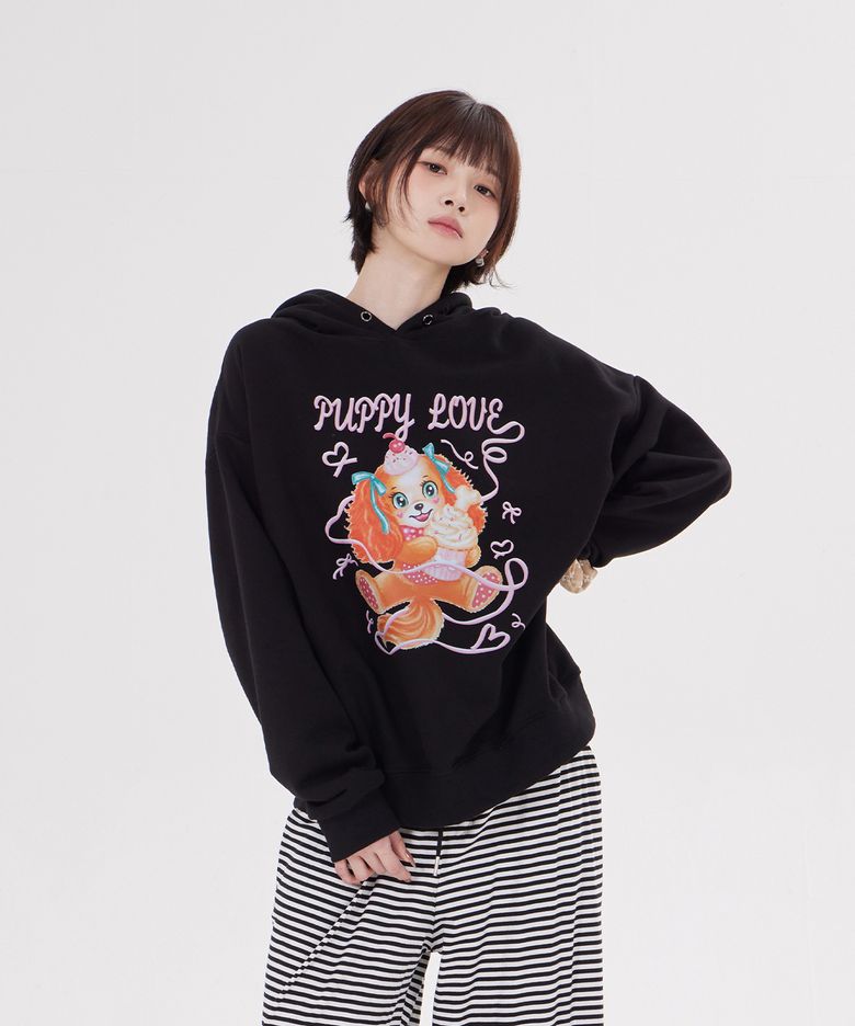LOVELY PUPPY HOODIE(BLACK)