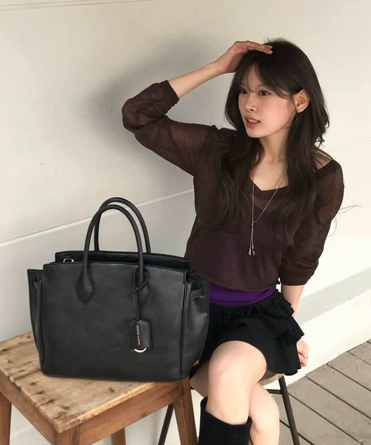 찰스앤키스(CHARLES & KEITH) 라지 지네브라 토트백 블랙 CK2-30782933