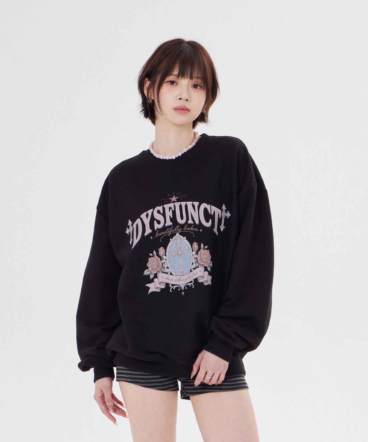 디스펑트(DYSFUNCT) ROSE FRAME GRAPHIC SWEATSHIRT(BLACK)