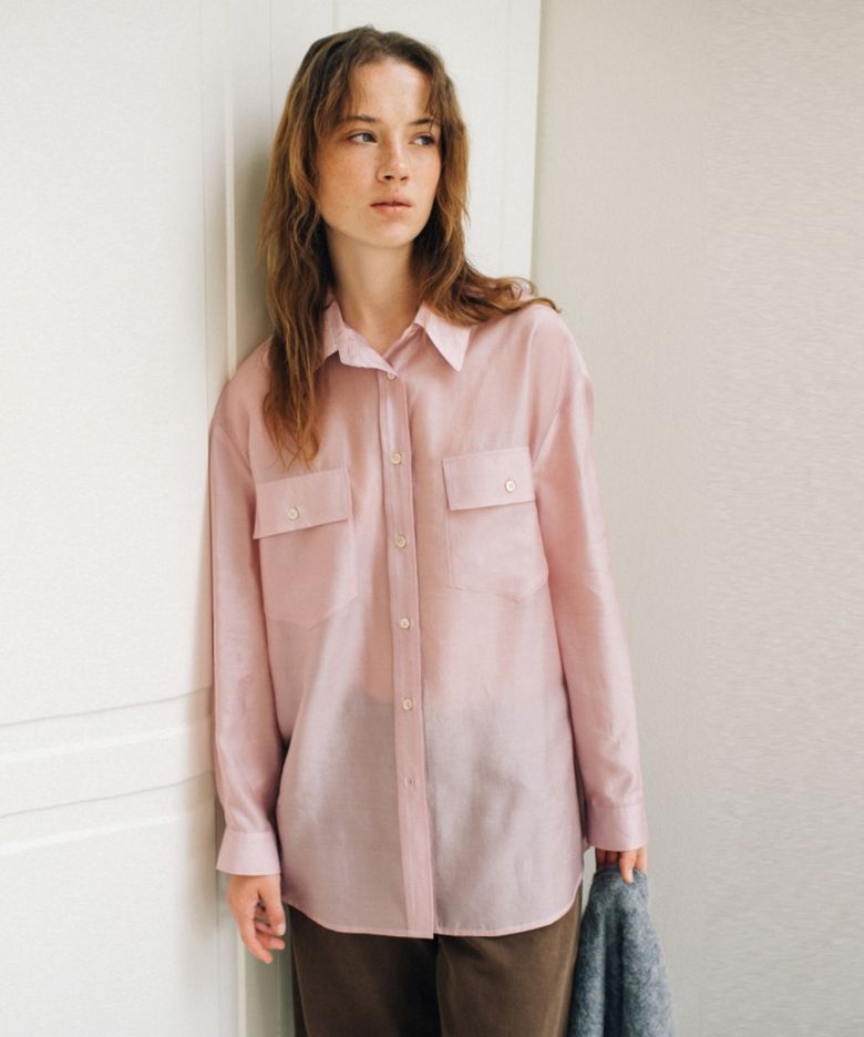 OVERSIZED SHEER SHIRT  PINK