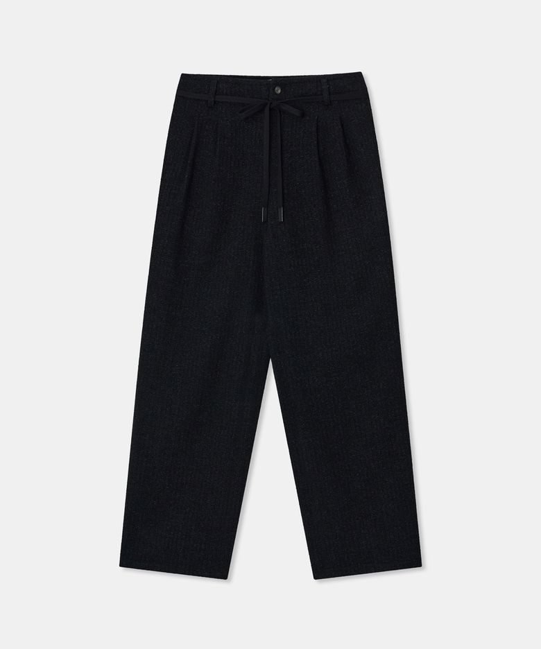 Wool tweed pants / BLACK