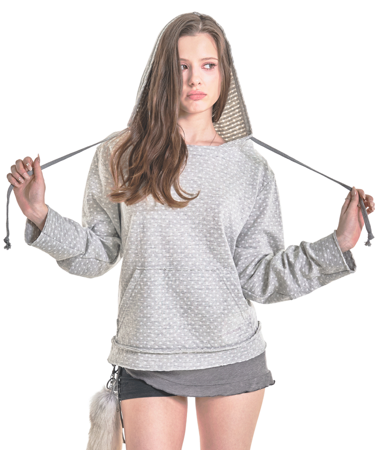 포어링(FORUSRING) Double button hoodie (grey dot)