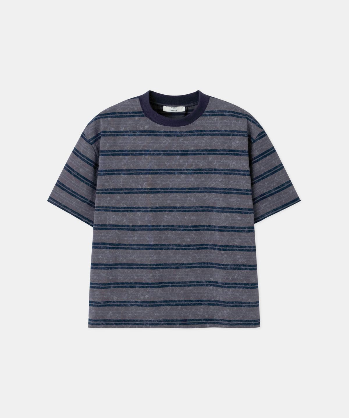 디앤드퀘스천(THEENDQUESTION) Unique striped T-shirt / DARK GRAY