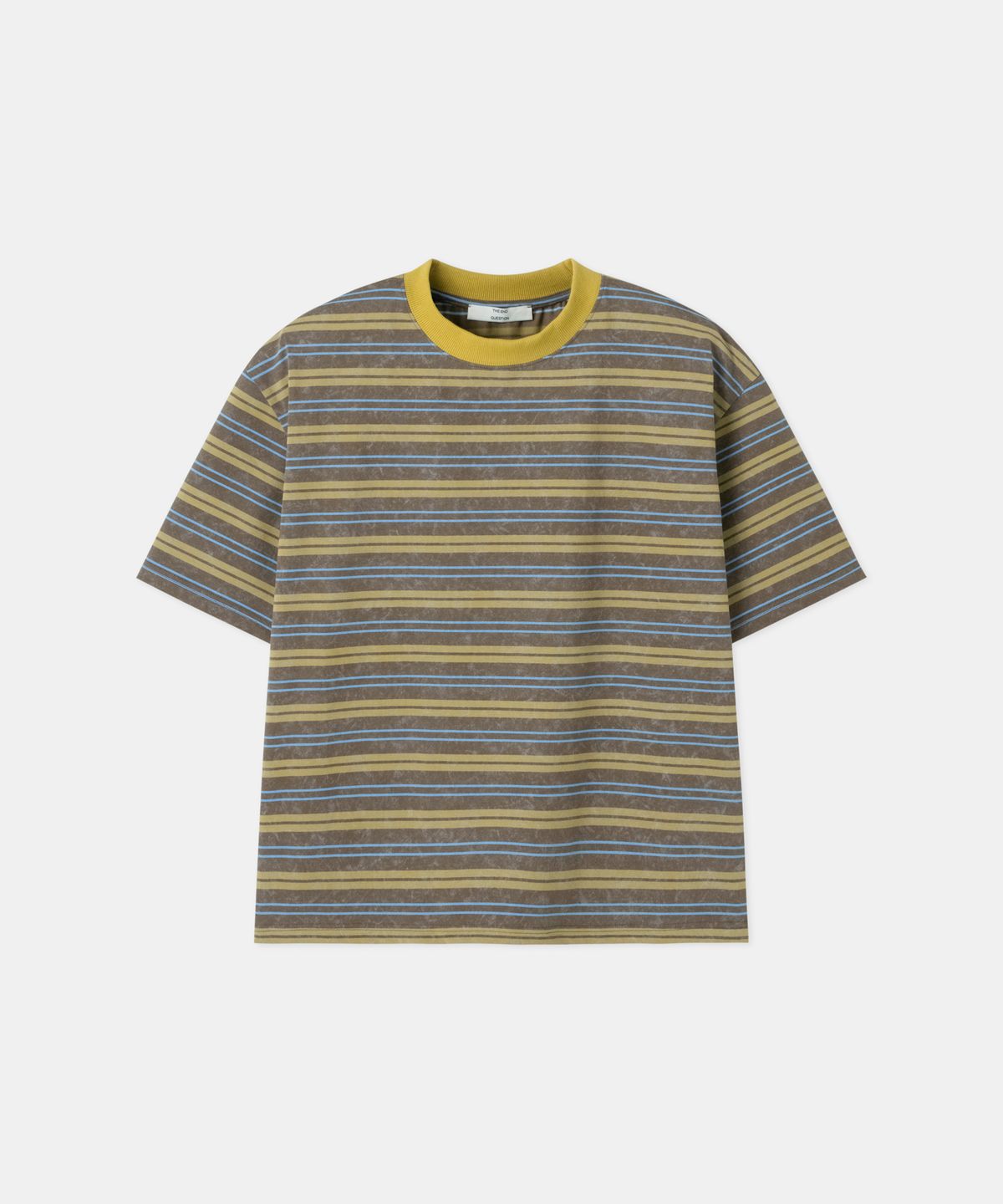 디앤드퀘스천(THEENDQUESTION) Unique striped T-shirt / KHAKI
