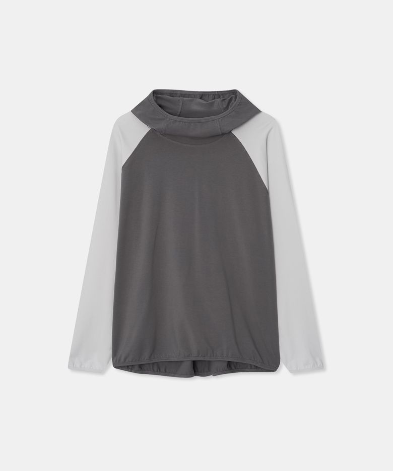 High-tension hooded T-shirt / GRAY
