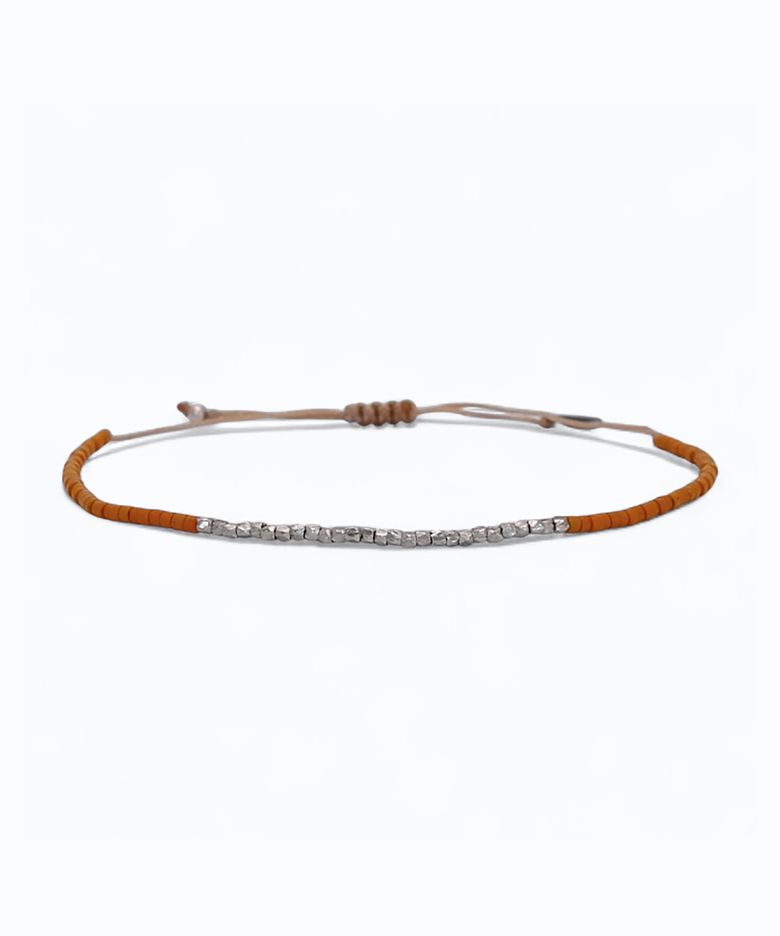 [Leju] Single Handwoven Bracelet in Mustard & Silver