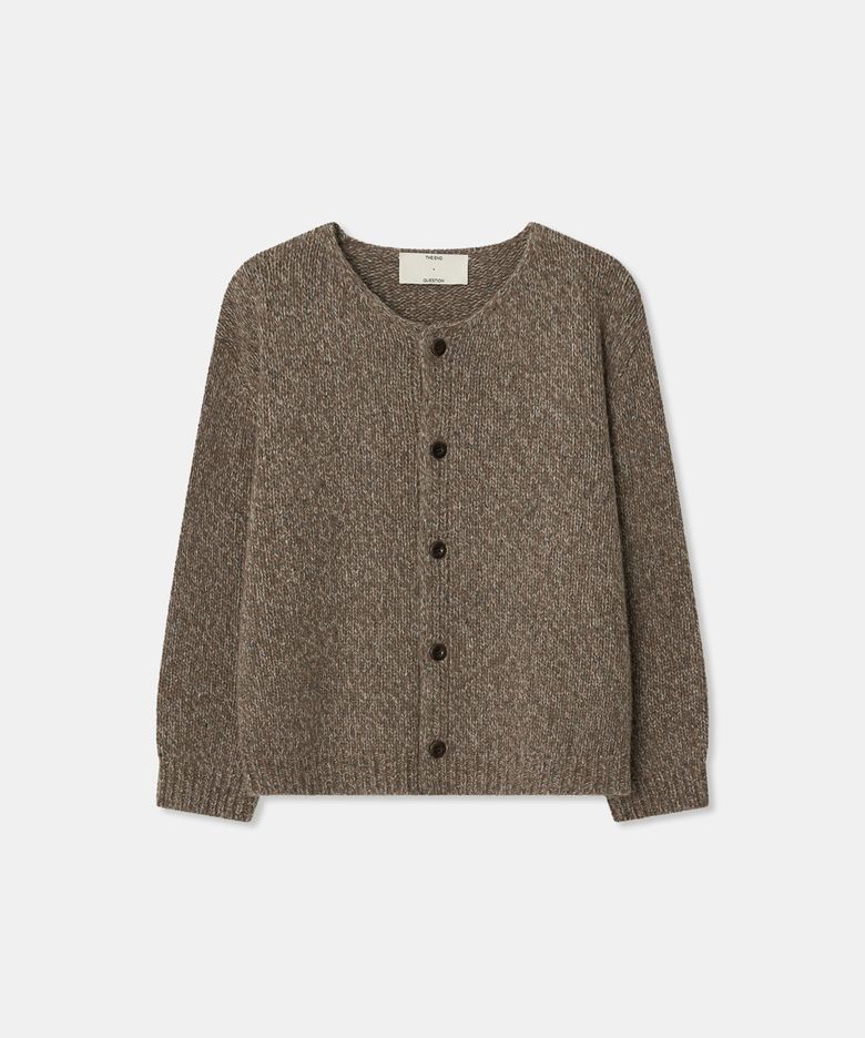 Virgin wool button cardigan / KHAKI