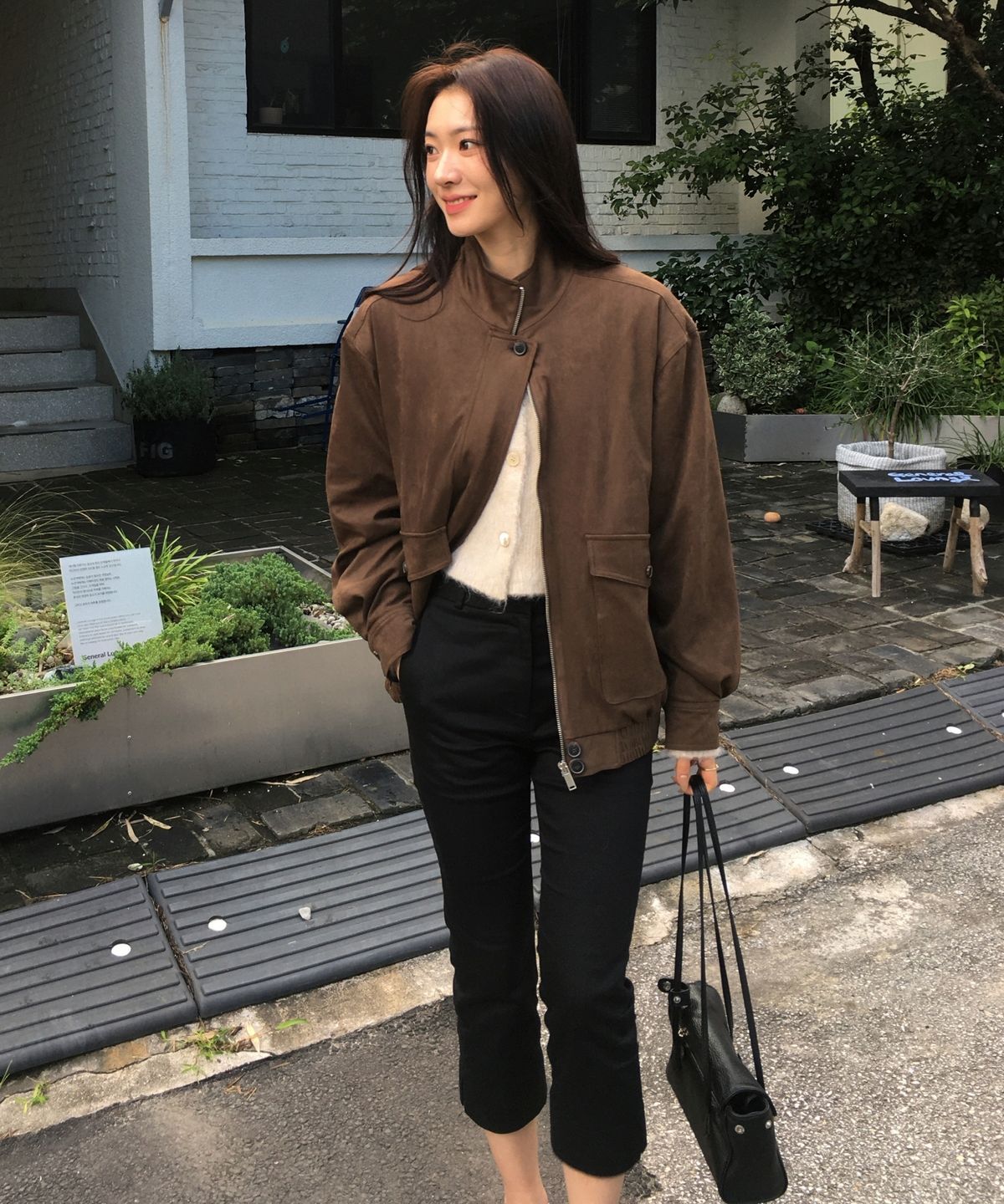 어나우트(UNNOUT) SUEDE BLOUSON JACKET ASH BROWN