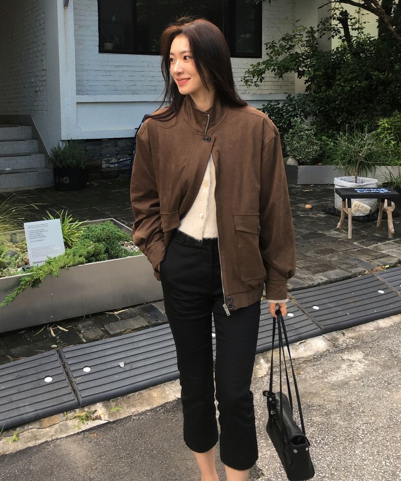 SUEDE BLOUSON JACKET ASH BROWN