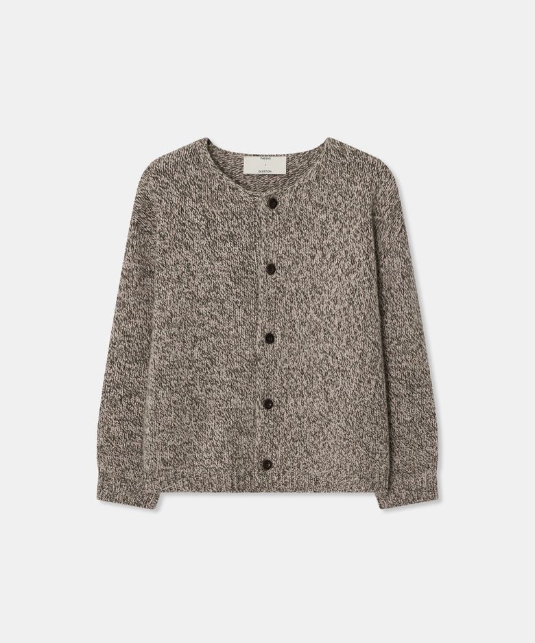 Virgin wool button cardigan / BROWN