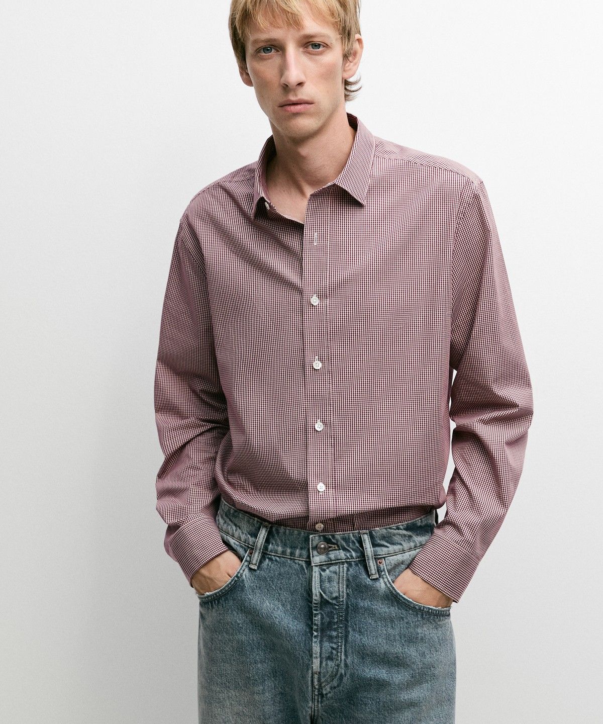 마시모두띠(MASSIMO DUTTI) 레귤러 핏 깅엄 체크 셔츠