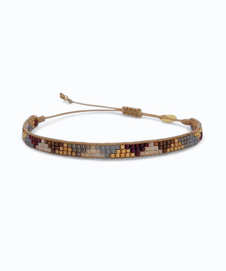[Leju] Handmade Beaded Bracelet in Grey and Copper