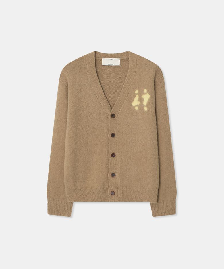 Brush symbol cardigan / BEIGE