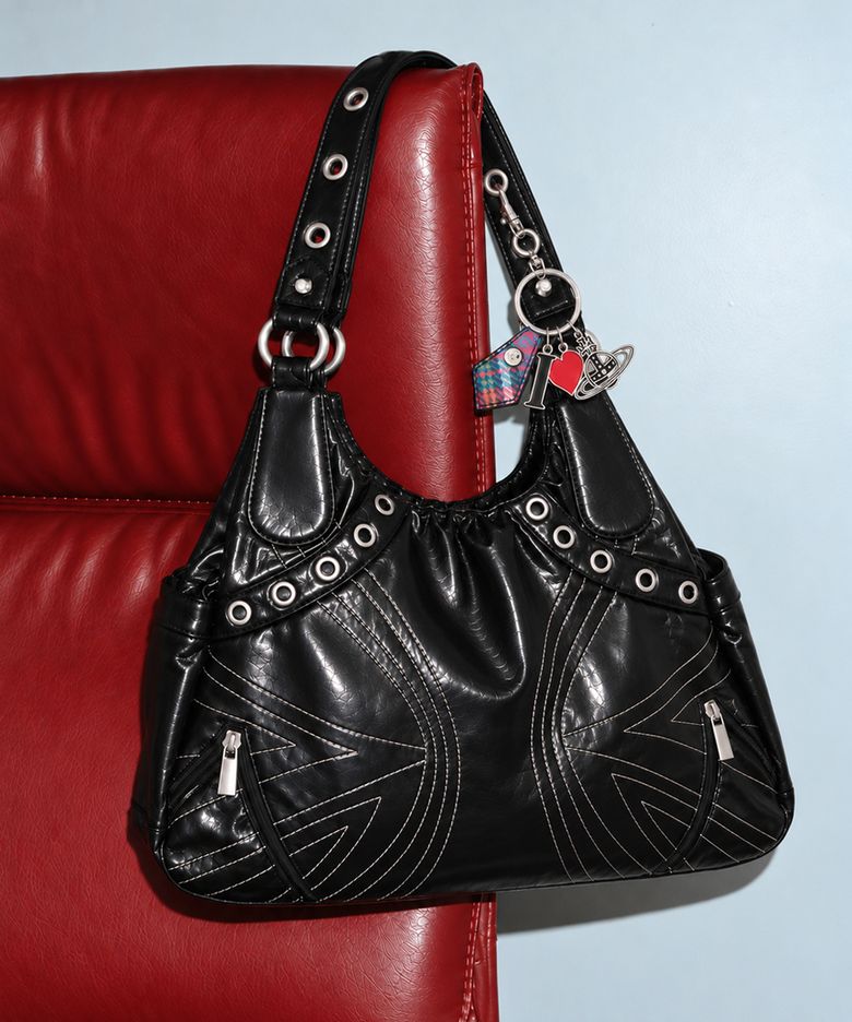 SIGNATURE EYELET STUD BAG [BLACK]
