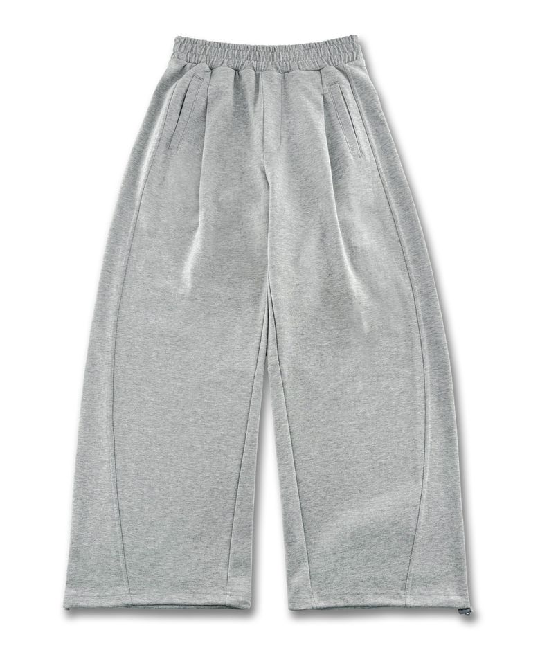 원턱 커브드 스웨트 팬츠 MR6PU176_MELANGE GREY