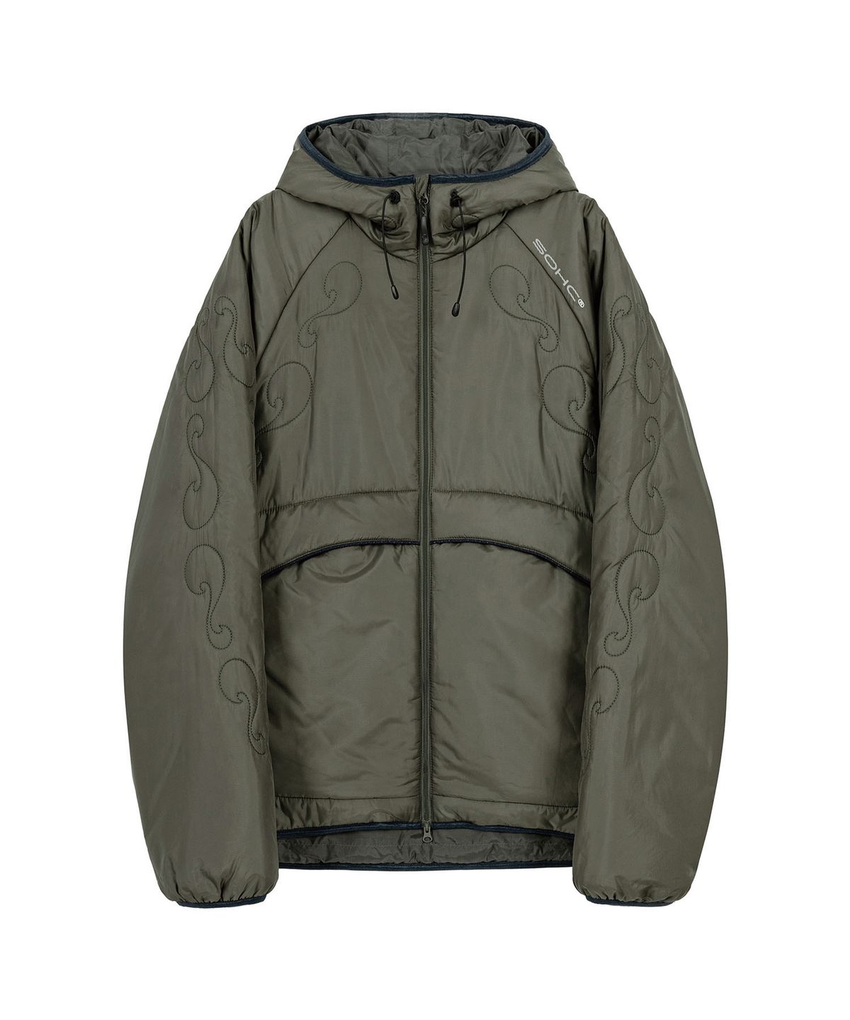 썸웨어 아웃사이드 하이킹 컴퍼니(SOMEWHERE OUTSIDE HIKING COMPANY) 퀼팅 디테일 푸퍼 재킷_KHAKI