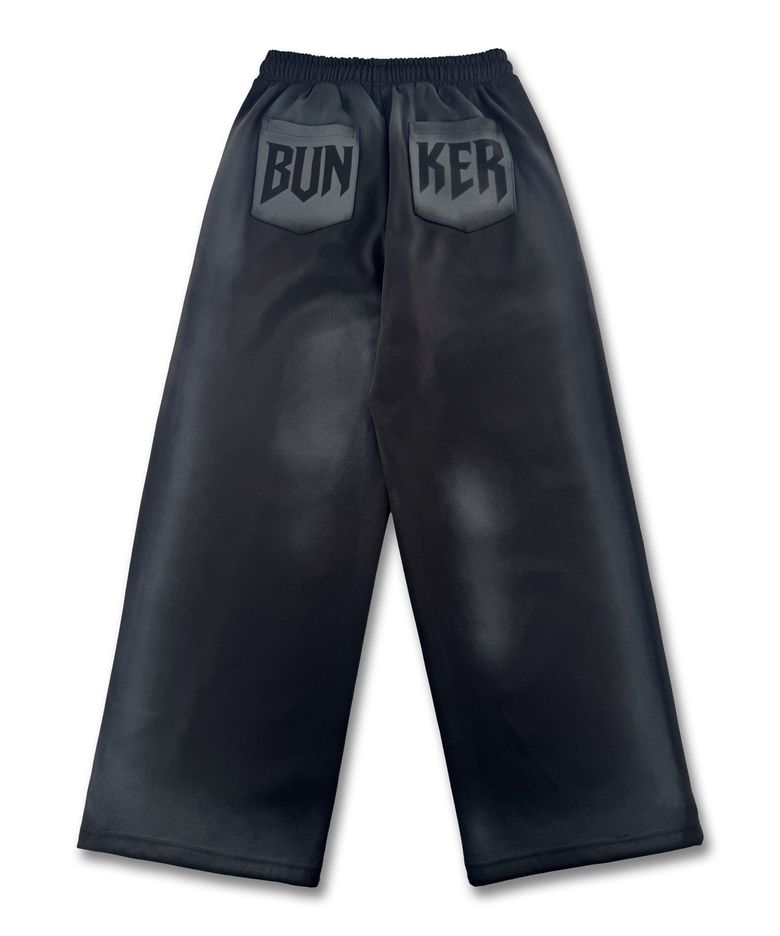 로고 솔트 워싱 와이드 스웨트 팬츠 MR6PU186_BLACK