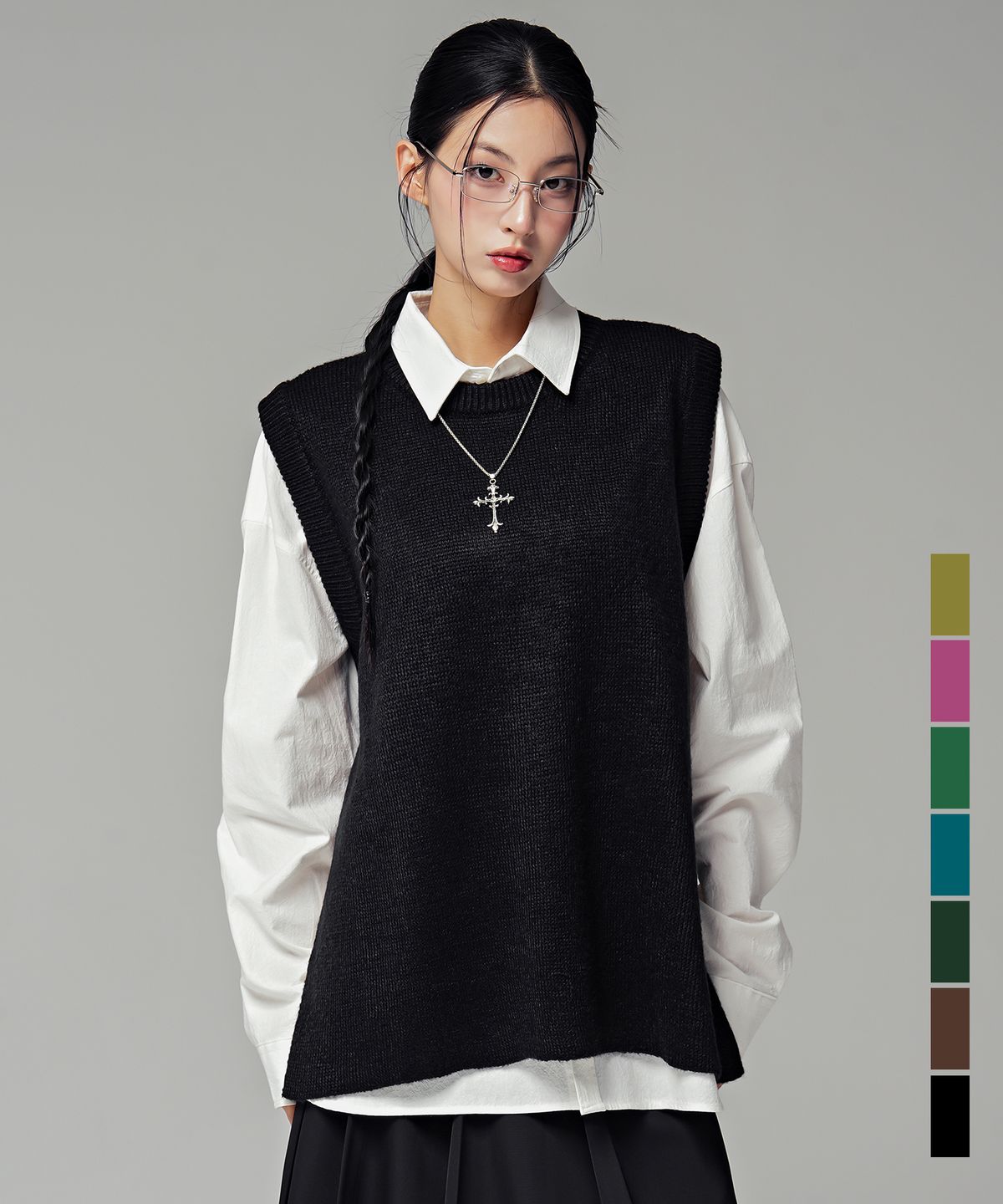 어반드레스(AVANDRESS) Vivid Slit Knit Vest_7COL