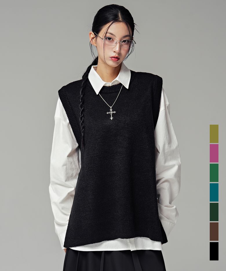 Vivid Slit Knit Vest_7COL