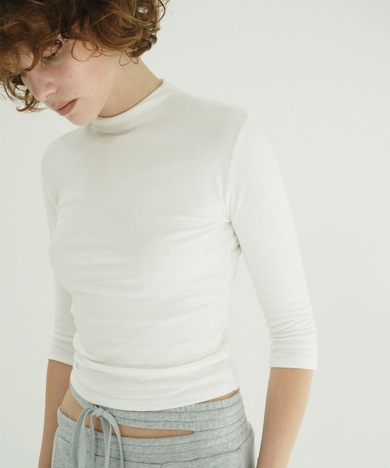 MOCK NECK MID SLEEVE TOPS