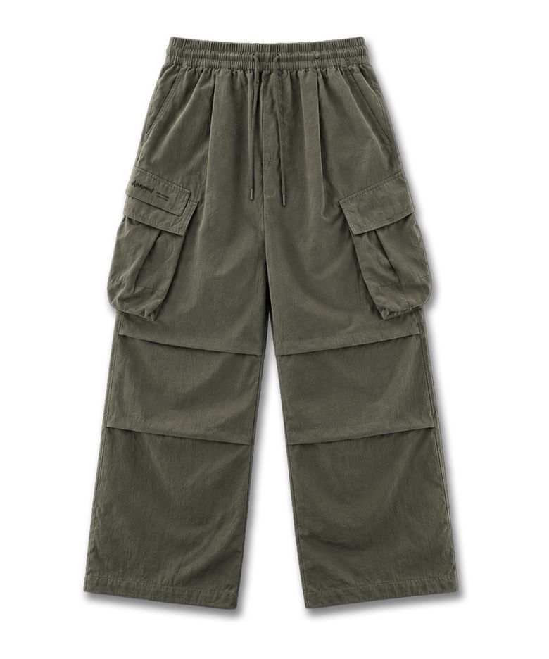 밴딩 파라슈트 와이드 카고 팬츠 LR5PU542_DARK KHAKI