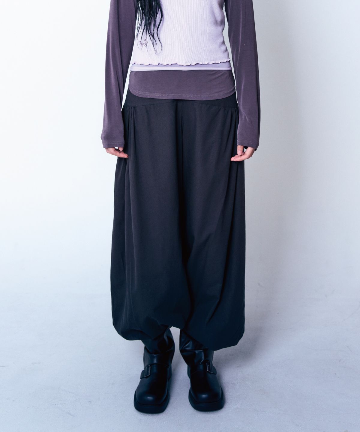 구월십일(GUWOLSIBIL) Ethnic Shirring Wide Pants Black