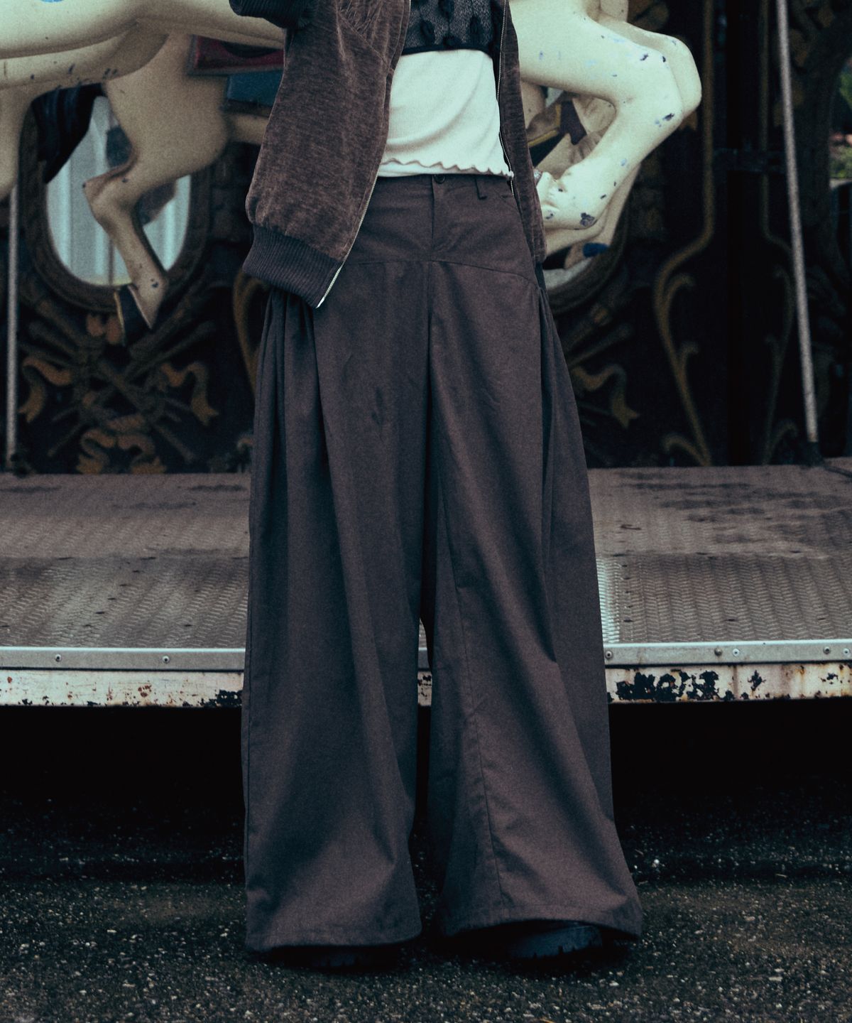 구월십일(GUWOLSIBIL) Ethnic Shirring Wide Pants Brown