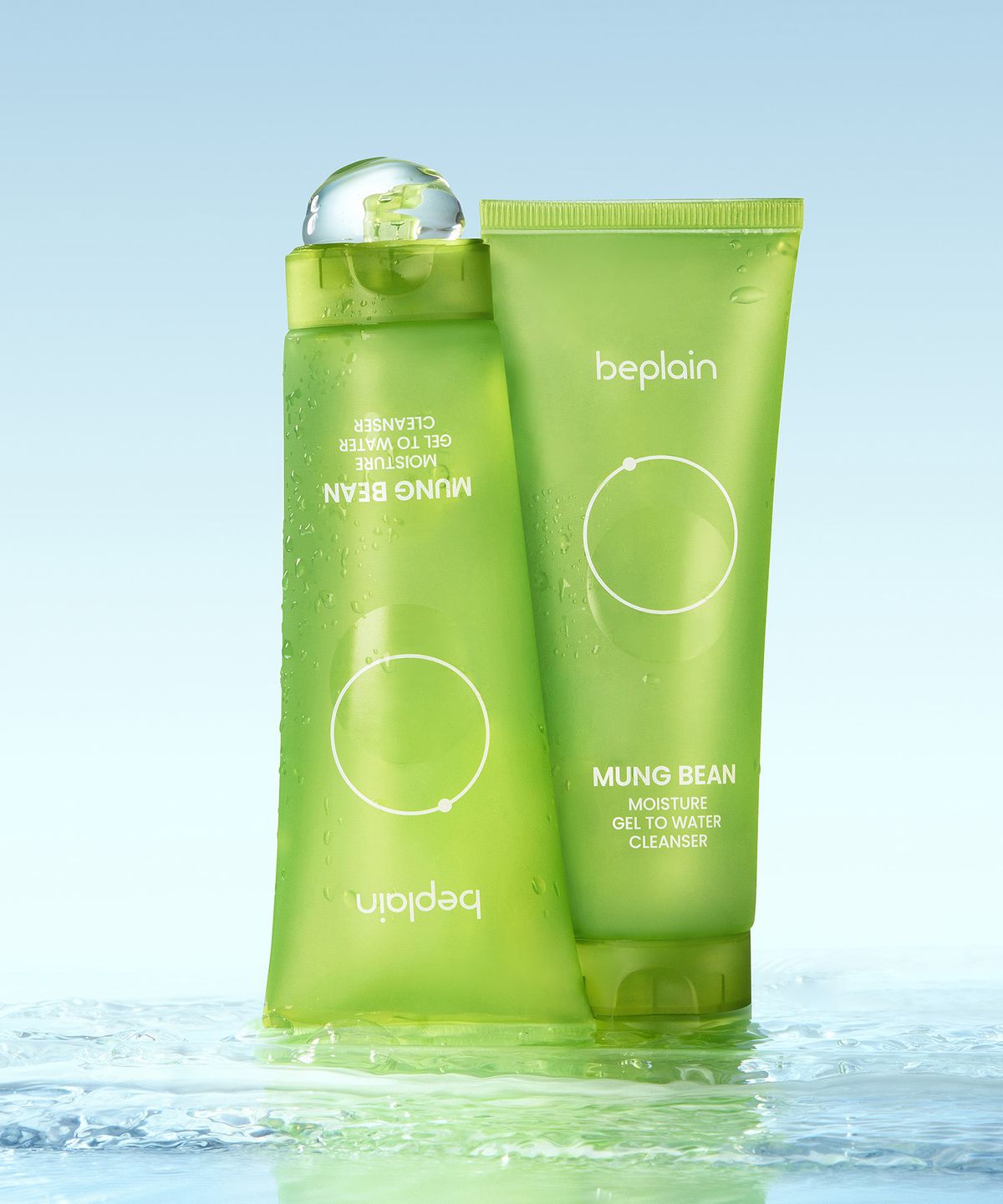 비플레인(BEPLAIN) [2개/아침세안] 녹두 수분 젤 투 워터 클렌저 170ml (+증정 40ml)