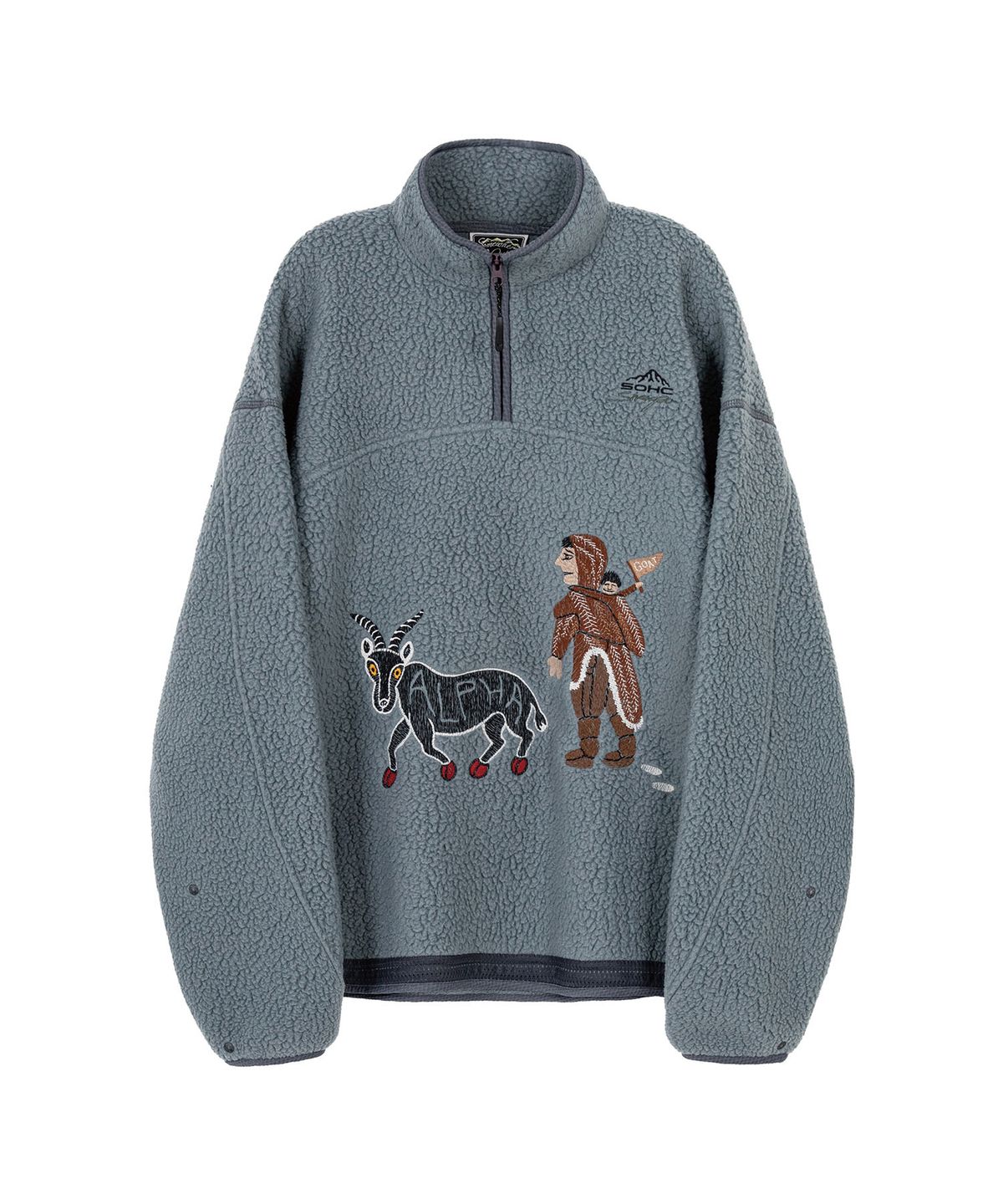 썸웨어 아웃사이드 하이킹 컴퍼니(SOMEWHERE OUTSIDE HIKING COMPANY) 마운틴 고트 폴라텍 플리스 아노락_GRAY