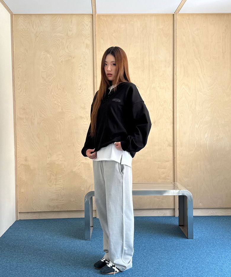 피그먼트 와이드 스트레이트 팬츠_그레이