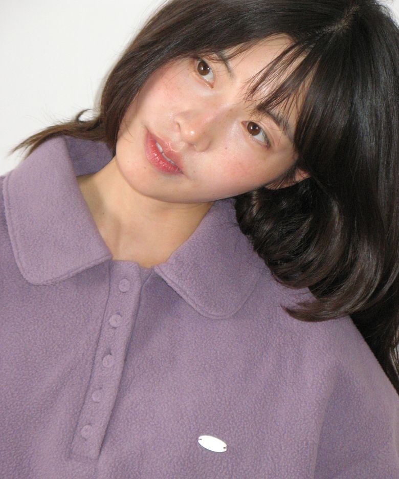 FLEECE COLLAR BANDING PULLOVER PURPLE