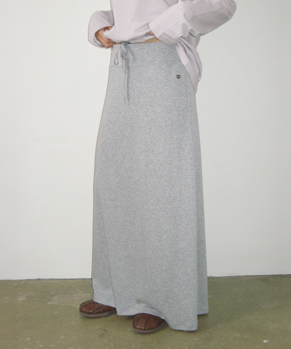 론론(RONRON) BASIC SPAN MAXI SKIRT GREY