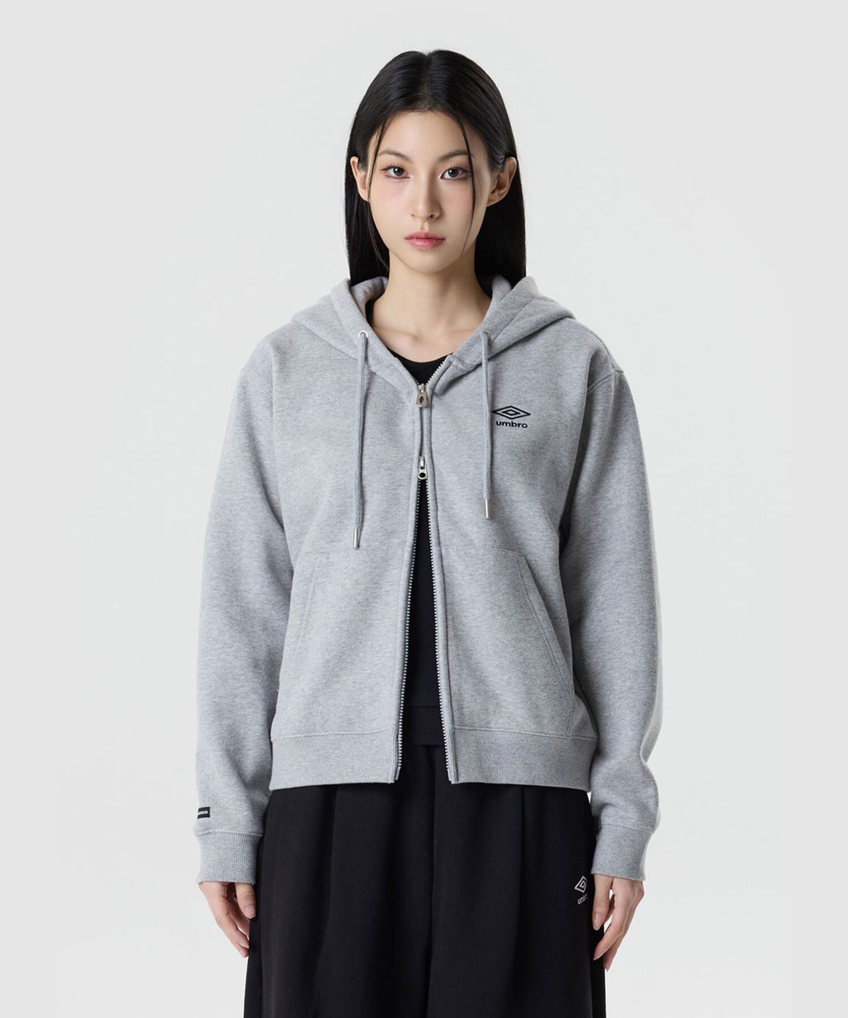 엄브로(UMBRO) 에센셜 기모 후드 집업 그레이 UR423CFTO1