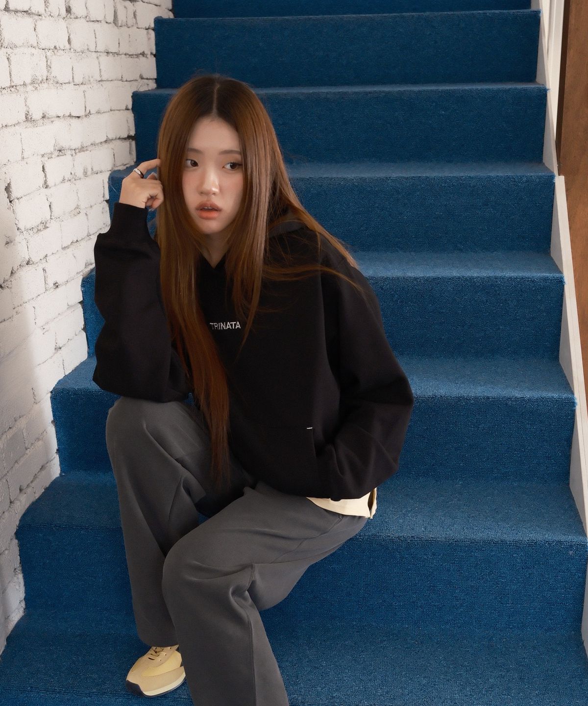 트리나타(TRINATA) 트리나타 센터로고 바텍 후드_블랙