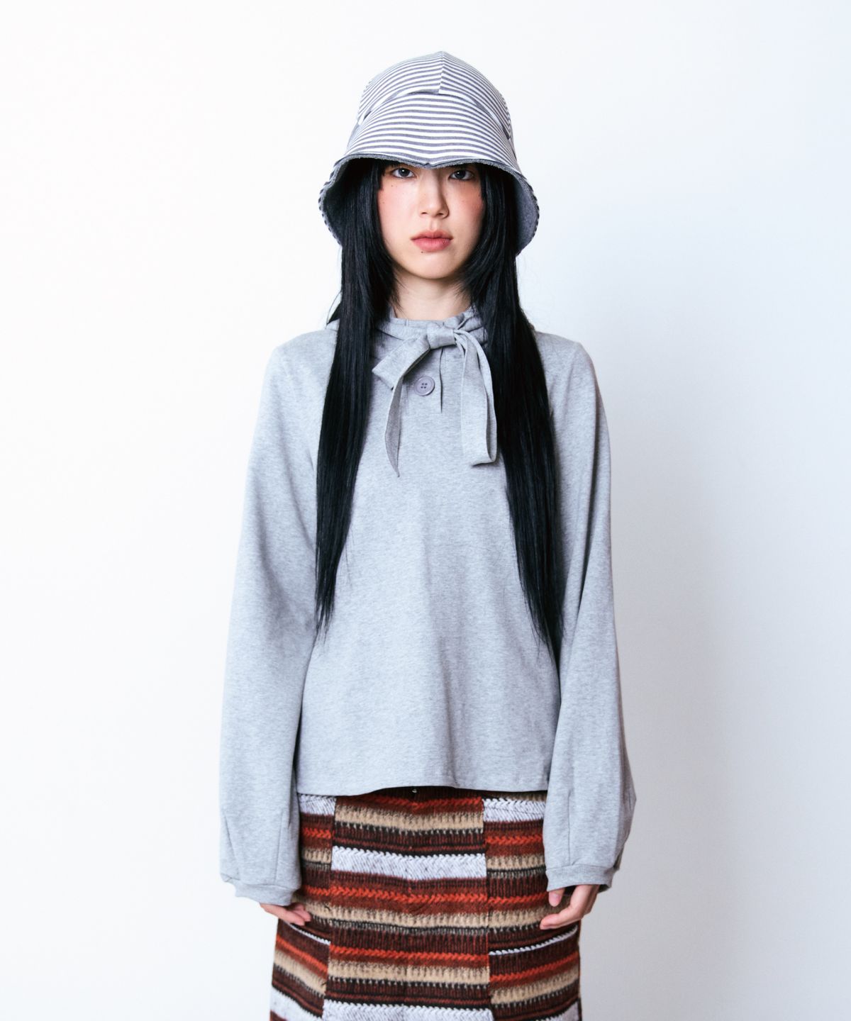 구월십일(GUWOLSIBIL) Drape Placket Hoodie Grey Melange