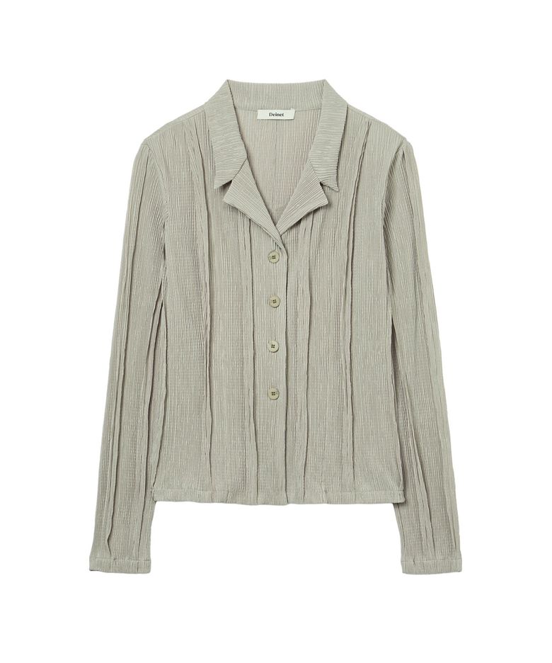 CUT OUT PLEATS SHIRT IN KHAKI