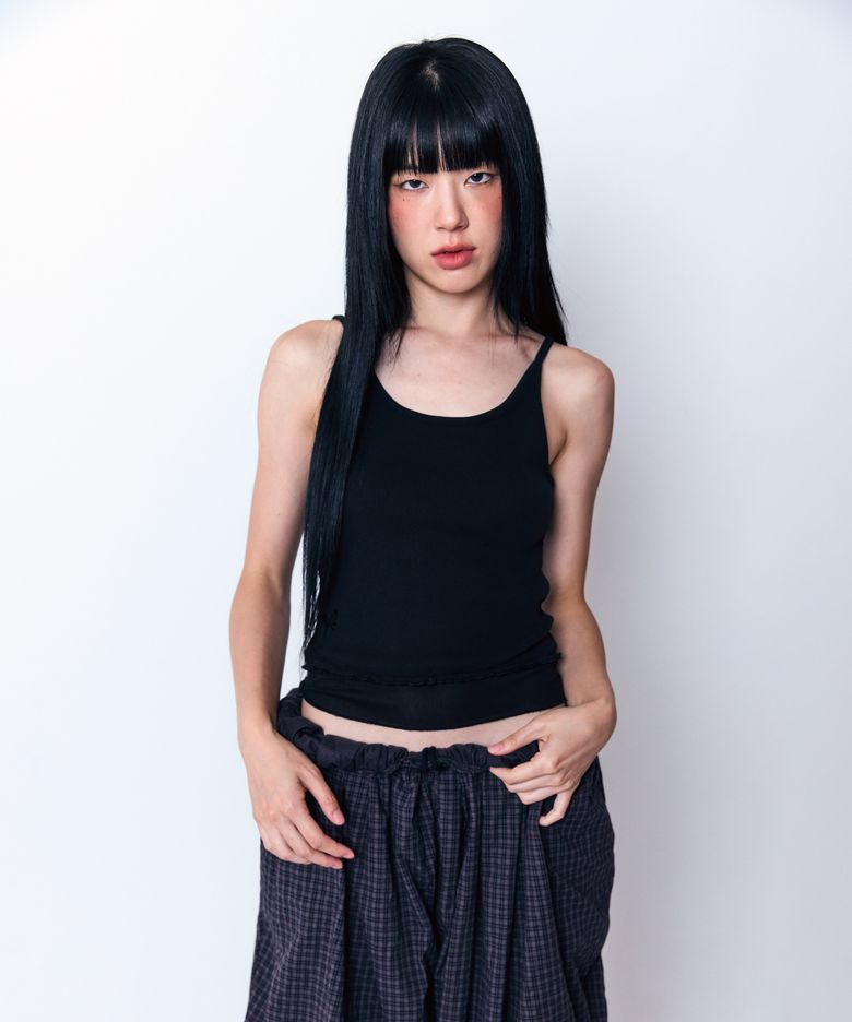 See through Crop Sleeveless  Black