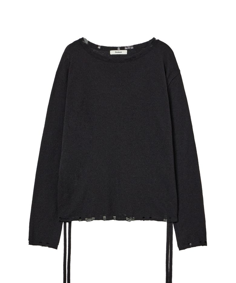 SIDE TIE KNIT IN BLACK