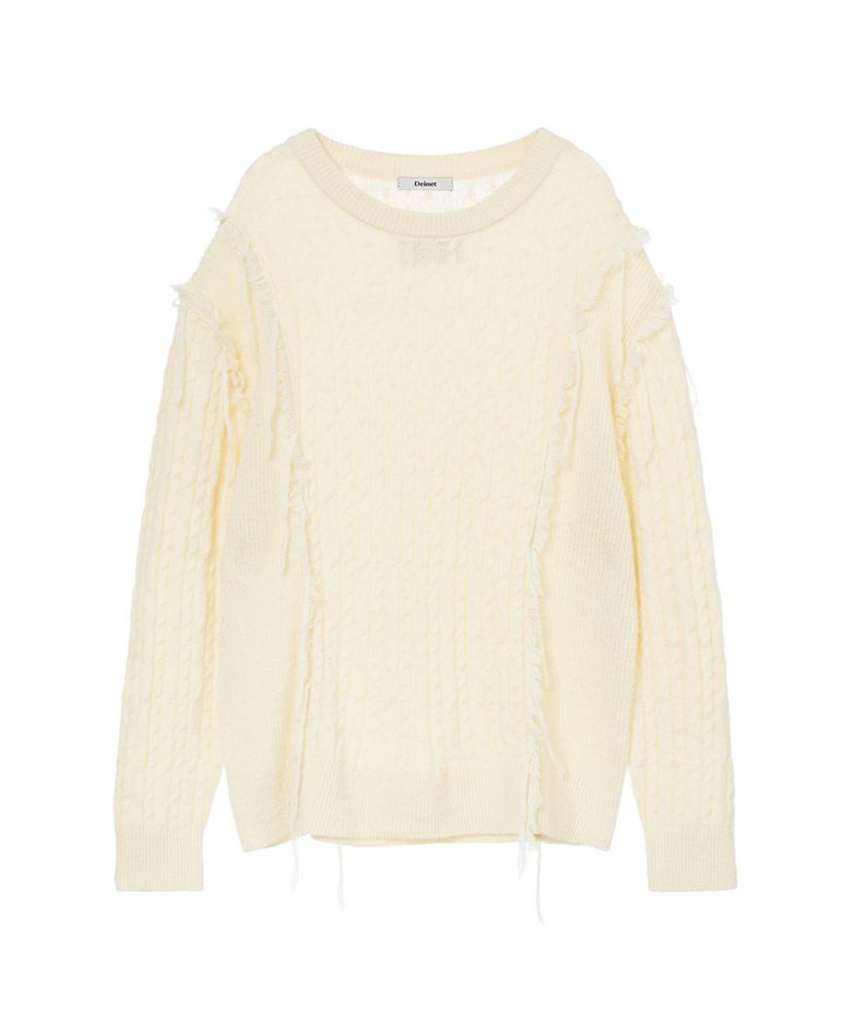 CABLED PULLOVER KNIT IN IVORY
