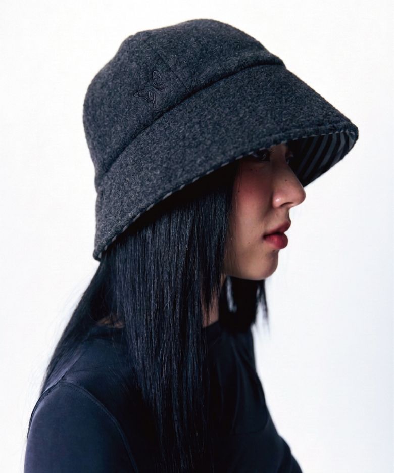 Cozy Reversible Bonnet Hat Charcoa Melange