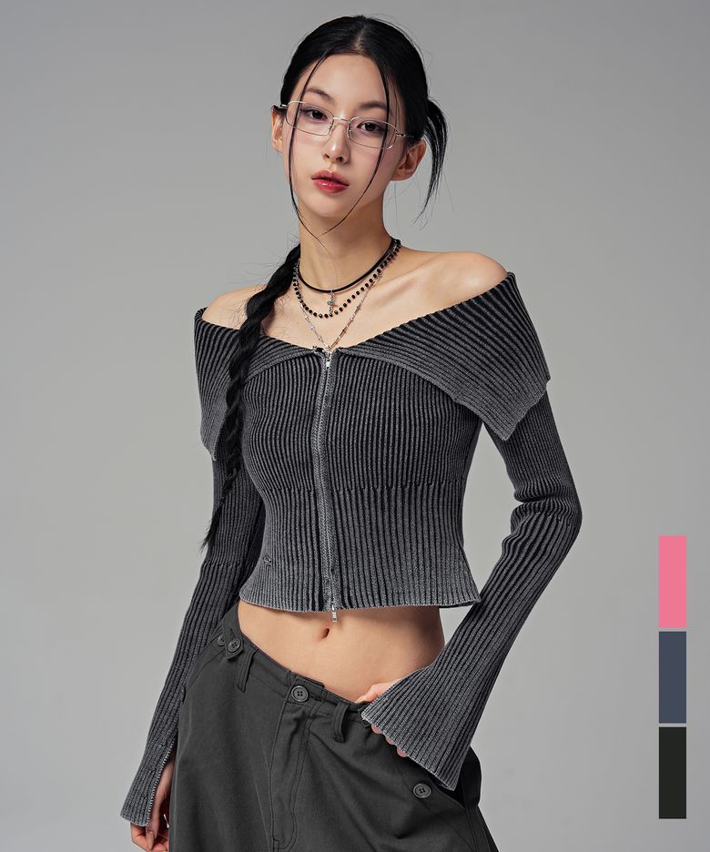 Julie Pigment Knit Zip-Up_3COL