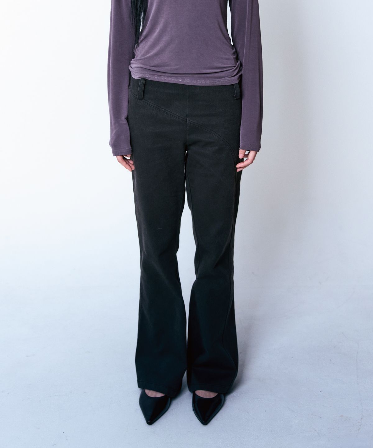 구월십일(GUWOLSIBIL) Wave Bootcut Pants Washed black denim