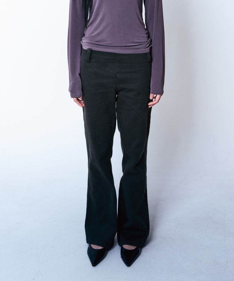 Wave Bootcut Pants Washed black denim