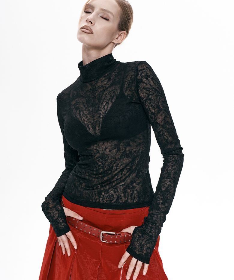 PAISLEY MOCKNECK TOP_BLACK