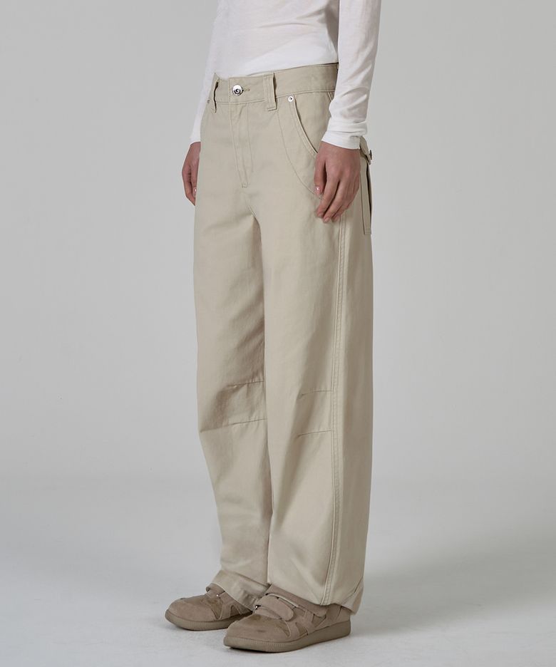 VINTAGE SEMI-WIDE COTTON PANTS (BEIGE)
