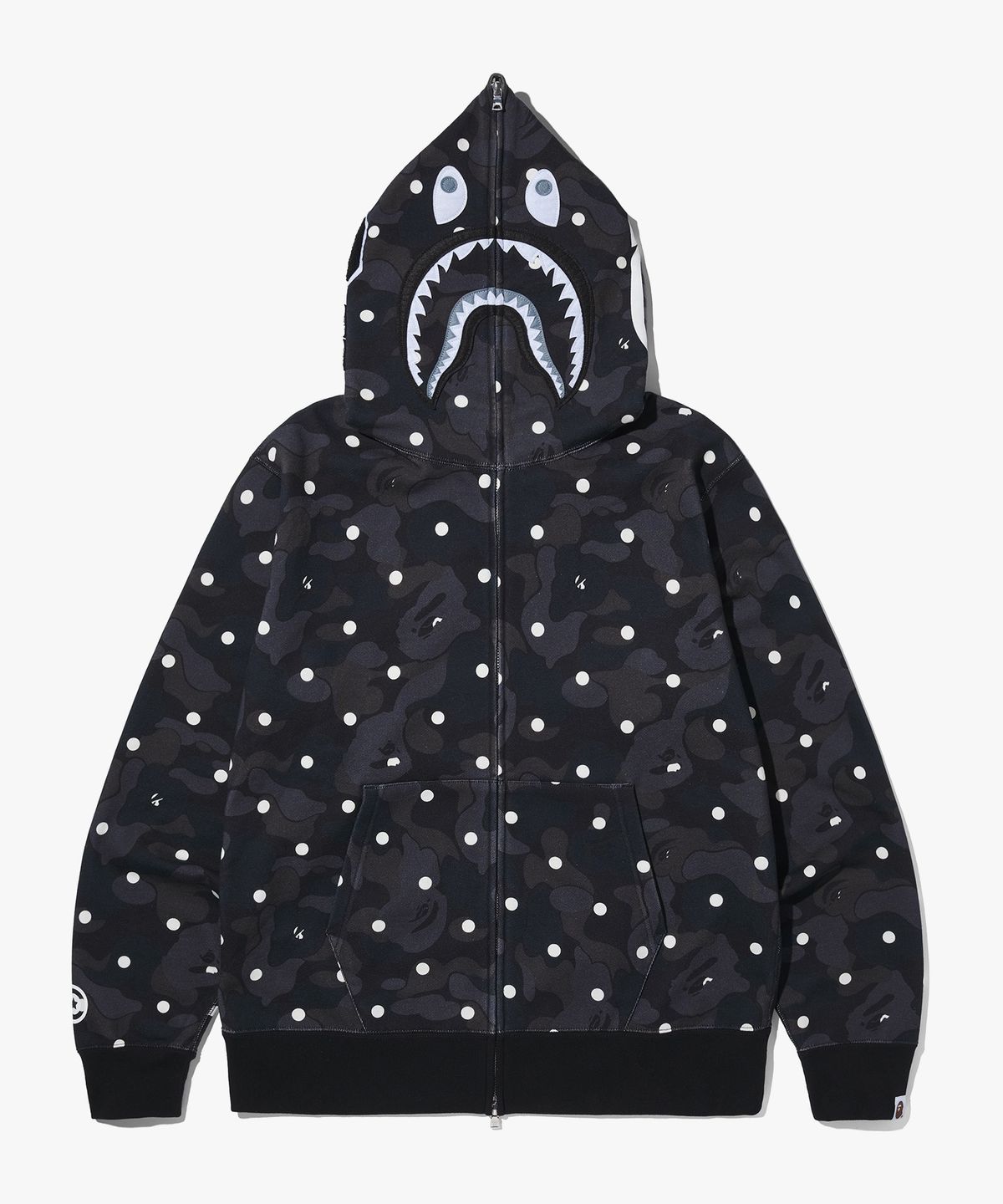 베이프(BAPE) KOREA EXCLUSIVE ABC 도트 샤크 풀 집 후드(M) BLACK