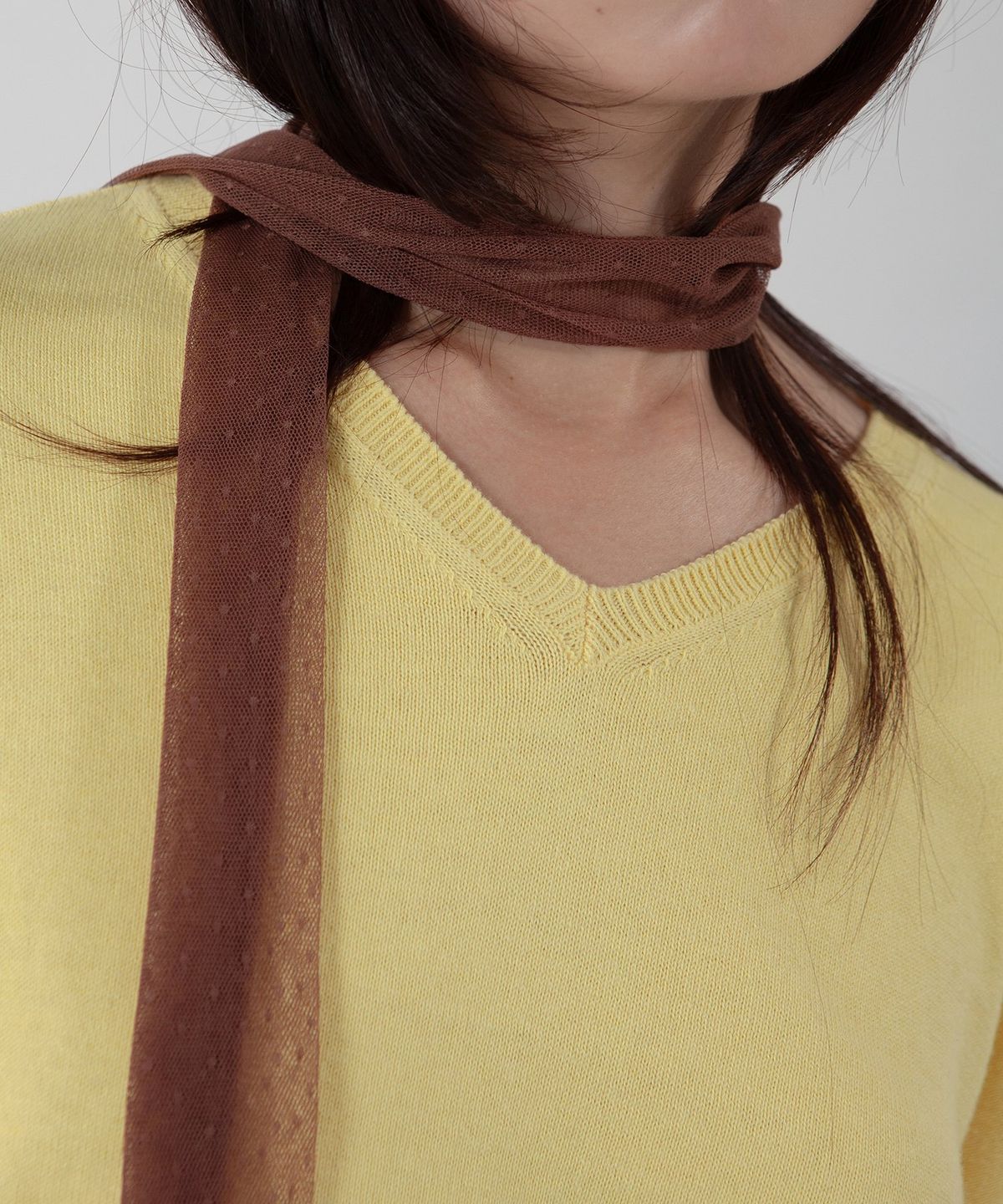 지지(GEEGEE) dot mesh long scarf - terracotta