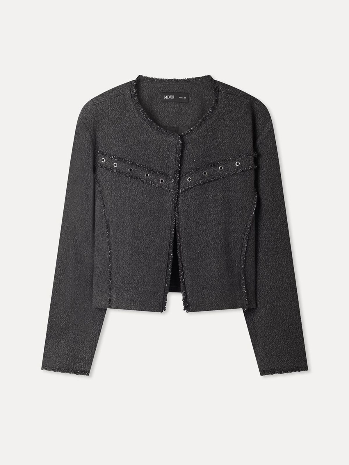 미쏘(MIXXO) 수술 트위드 자켓_MIWJKGT01C