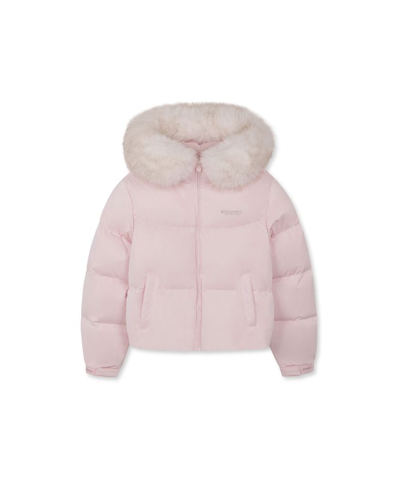 여아 샤일로 퍼 글로시 다운 숏패딩 (L/PINK)