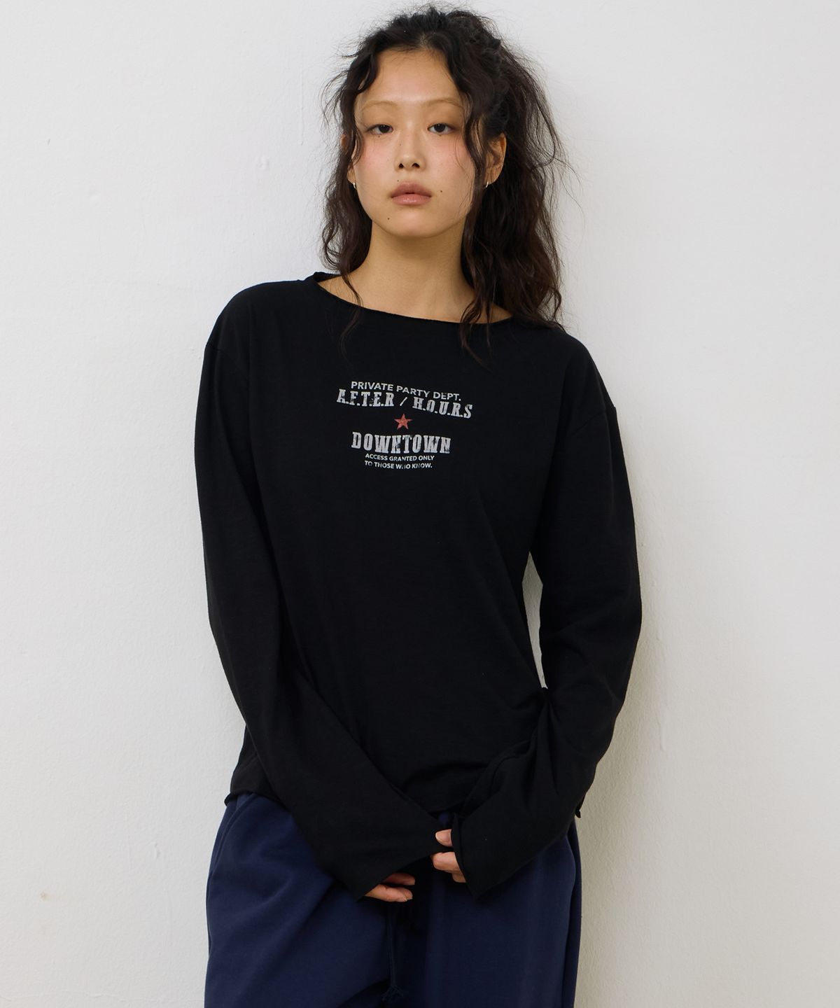 에키오(EKIO) 컷오프 다운타운 슬럽 롱슬리브 (Black)
